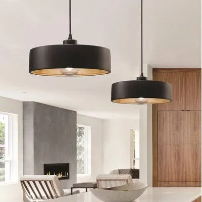 Dierks 1 - Light Single Drum Pendant Joss & Main Finish: Matte Black - Shade Color: Canyon Clay