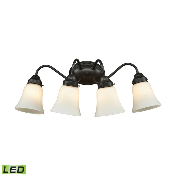 Thomas Lighting CN570411 Califon 4 Light Bath in Oil Rubbed Bronze with White Glass