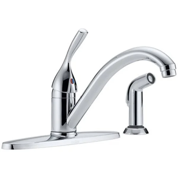 Delta 400-DST Classic Single-Handle Kitchen Faucet with Matching Side Sprayer, Chrome