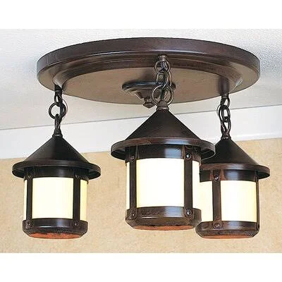 Arinze 3 - Light 16x22 Simple Cylinder Semi Flush Mount Red Barrel Studio Color: Slate - Shade Color: Amber Mica