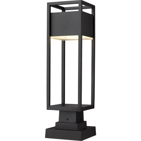 Black Tone Finish Outdoor Post Light 6 inch Wide Etched Glass Shade Aluminum Material LED-Integrated 1 Light Fixture - Size: 0.5