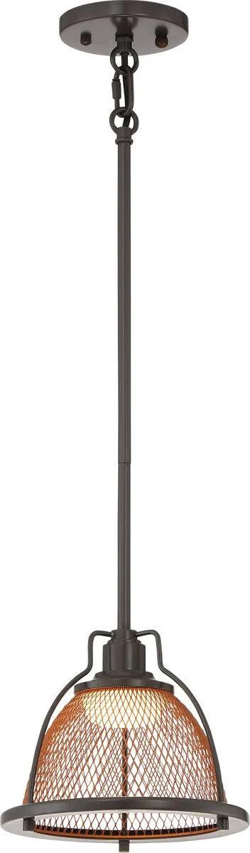 Pendants 1 Light with Dark Bronze with Copper Mesh Finished LED 8 inch 12 Watts