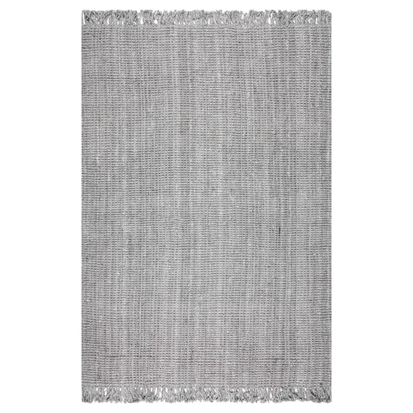 nuLOOM Hand Woven Chunky Loop Jute Rug Grey