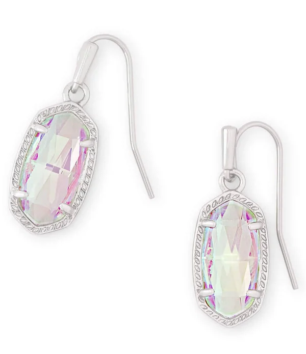 Kendra Scott Lee Silver Drop Earrings - Dichroic Glass