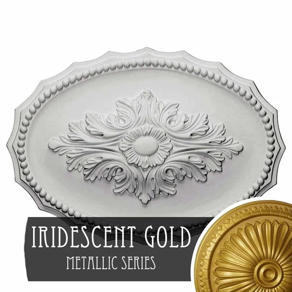 16 7/8x22W x 11 3/4x22H x 1 1/2x22P Oxford Ceiling Medallion - Hand-Painted Iridescent Gold