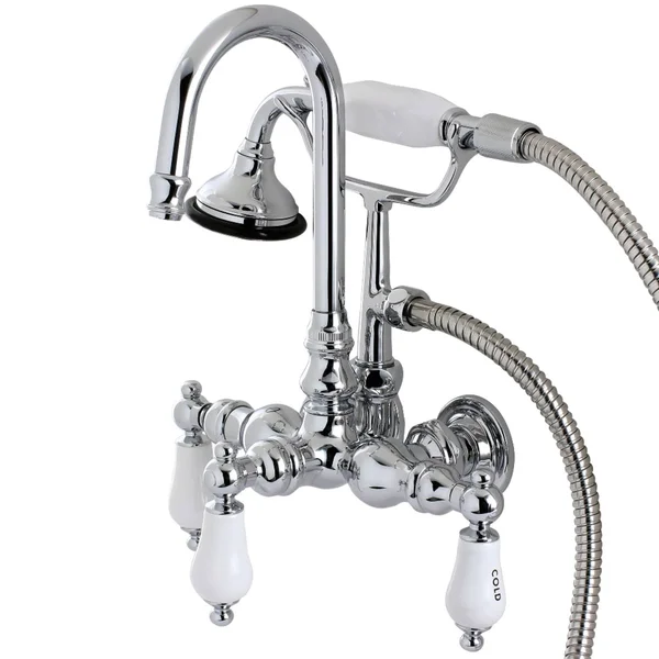 Aqua Vintage Wall Mount Clawfoot Tub Faucet - Polished Chrome QAE10T1