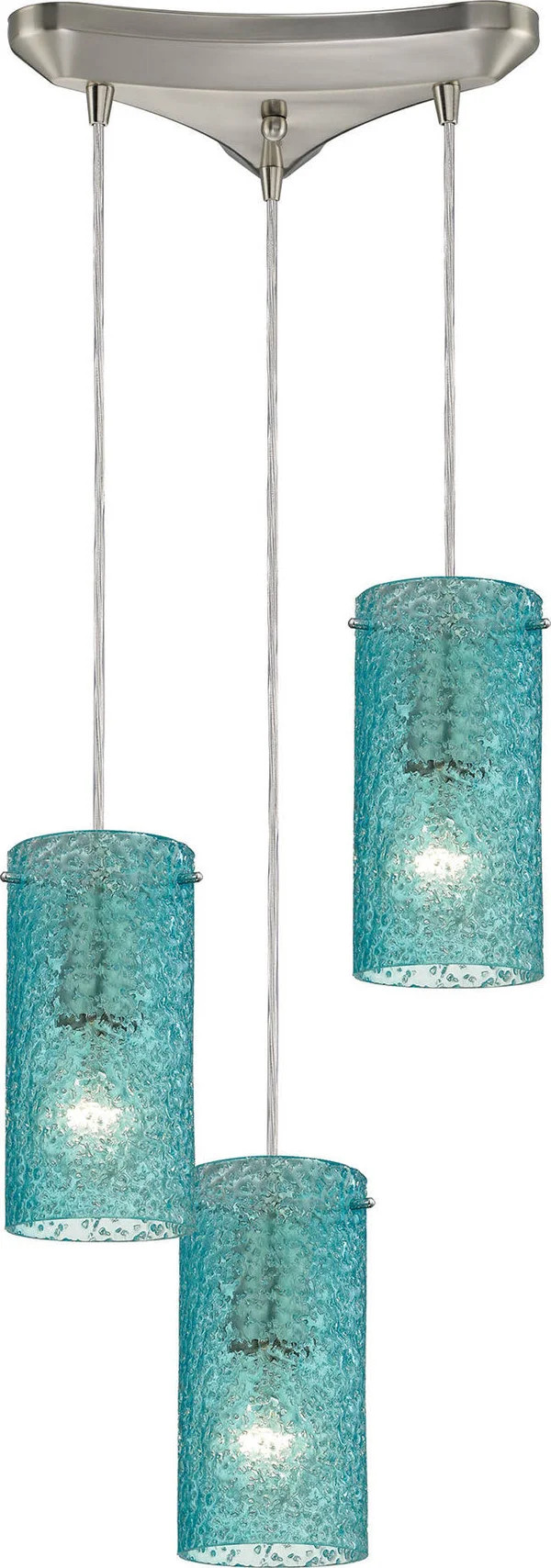 Elk Lighting 10242/3AQ Ice Fragments 3 Light Pendant in Satin Nickel