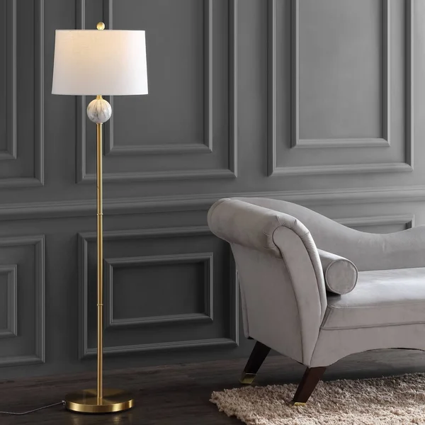 60x22 Metal/Resin Vaughn Modern Floor Lamp (Includes LED Light Bulb) Gold - Jonathan Y