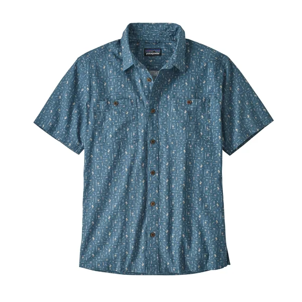 Patagonia Back Step Shirt - Swamp Stamp Multi, Pigeon Blue - S - Men