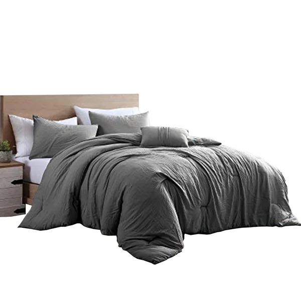 The Urban Port Helsinki 4-Piece Charcoal Gray Textured Microfiber Queen Comforter Set
