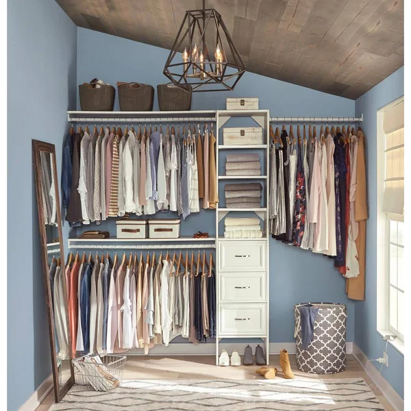 ClosetMaid Selectives 83 in. H x 108 in. W x 14.5 in. D Basic-Plus Closet System Kit in White (8-Piece)