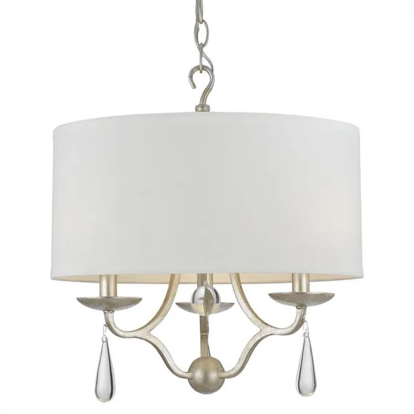 Crystorama 5973-SL Manning 3 Light Chandelier, Silver Leaf