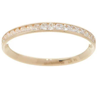 Diamonique Channel Set Eternity Band - 14K Gold, Size 11, Yellow Gold