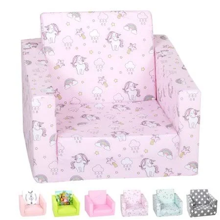 Delsit Toddler Chair & Kids Sofa - European Made Children's 2 in 1 Flip Open Foam Single Sofa, Toddler Fold Out Chair, Kids