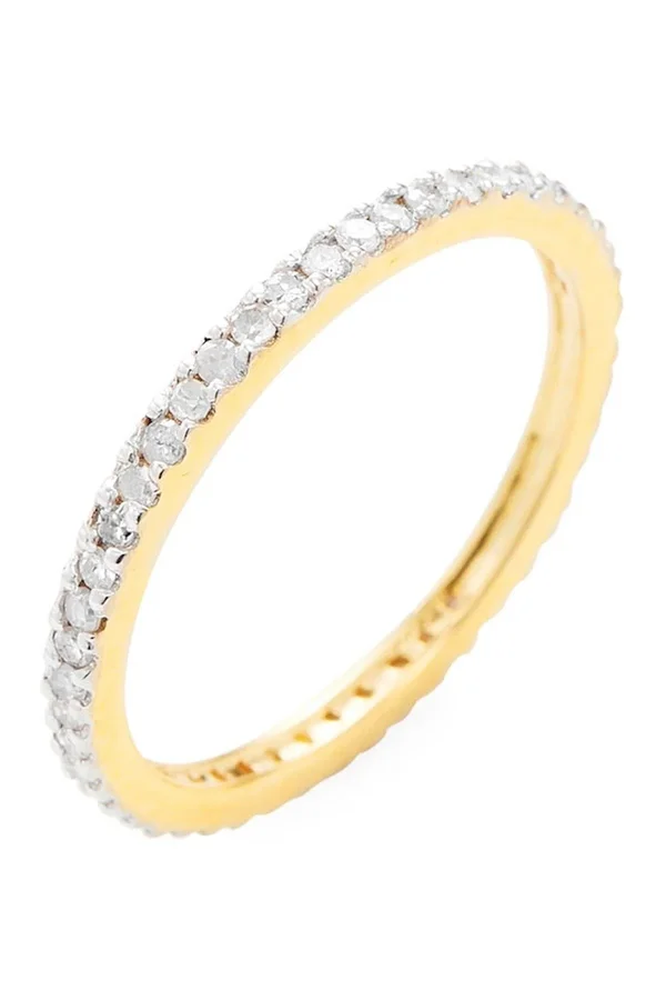 14K Yellow Gold Pave White Diamond Ring - 0.30 CTW
