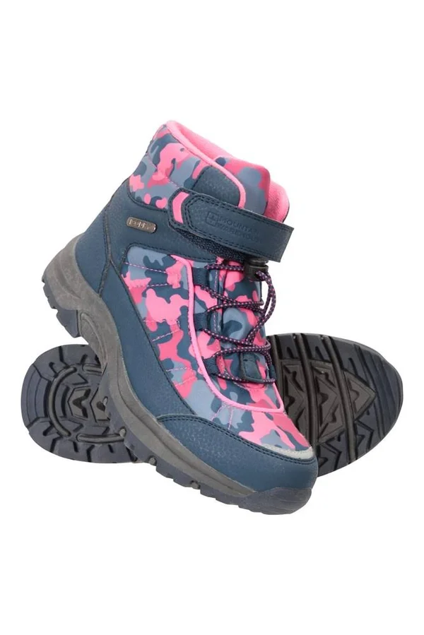 Mountain Warehouse Camo Kids Lined Waterproof Boots - Navy, Size 6