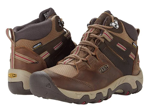 Keen Women's Waterproof Steens Leather Boot Size 5 - in Toasted Coconut/Tibetan Red