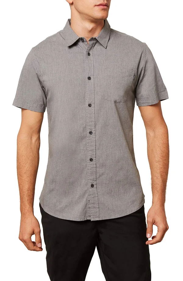 O&Neill Service Short Sleeve Shirt (Light Grey Heather) Men's Clothing
