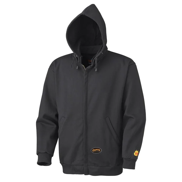 Pioneer V2570270-7XL Flame Resistant Heavyweight Safety Hoodie, Zip Style, Black, 7XL