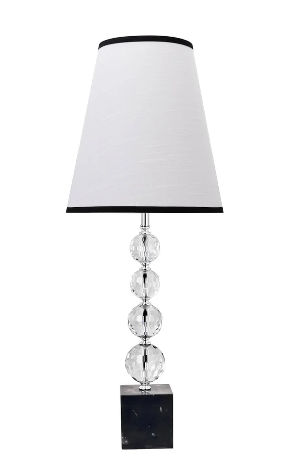 Aspen Creative 40131, 30 1/2x22 High Transitional Table, Chrome Finish with Crystal and Hardback Empire Shaped Lamp Shade in Whi