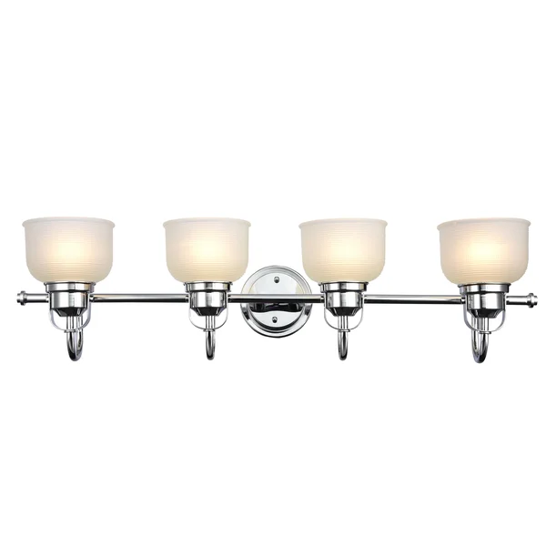Chloe Lighting Lucie Industrial-style 4 Light Chrome Finish Bath Vanity Wall Fixture