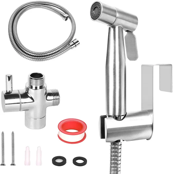 WEIDMAX Hand Held Bidet Sprayer Stainless Steel Brushed Nickel Sprayer Kit Bathroom Cloth Diaper Washer Portable Rust Proof Show