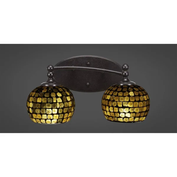 Toltec Lighting-592-DG-402-Capri - Two Light Bath Bar Dark Granite Finish with Copper Mosaic Glass