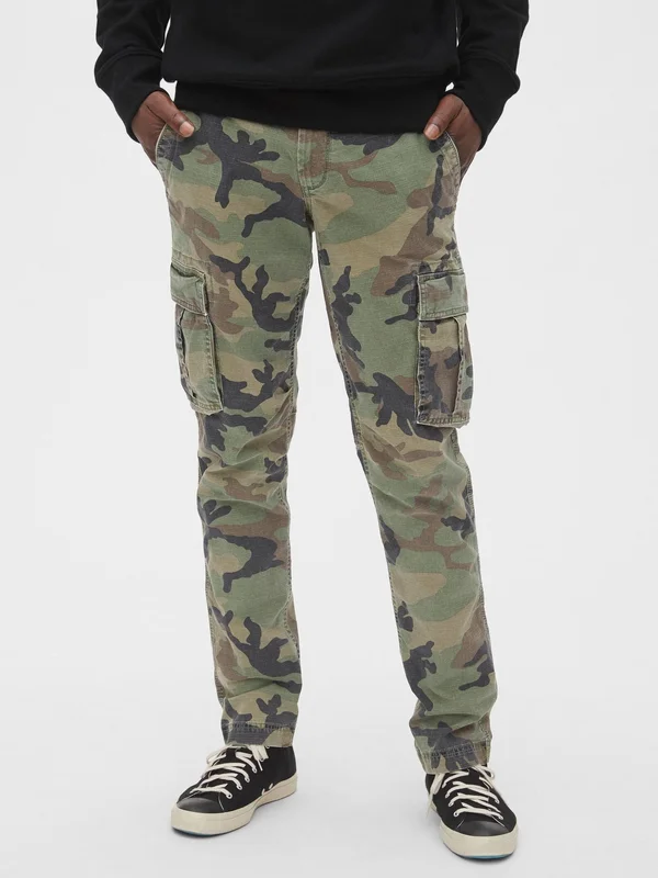 Gap Men's Cargo Pants with Gapflex Green Camo Big and Tall Size 32W