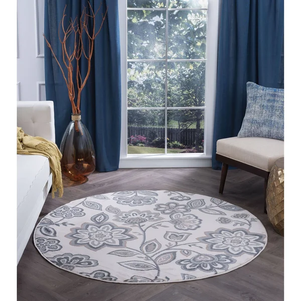 Alise Rugs Carrington Transitional Floral Area Rug - 7&10, Ivory