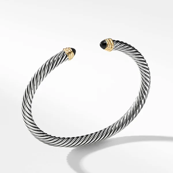 David Yurman Cable Classics Bracelet with Semiprecious Stones & 14K Gold, 5mm Black Onyx