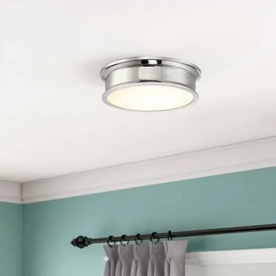 Ginder 3 - Light 16x22 Simple Drum Flush Mount Charlton Home Fixture Finish: Polished Nickel