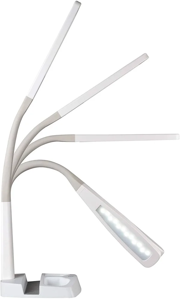 Wellness Series LED Desk Lamp Charging Station White Modern Contemporary Bulbs Included - 6.125 x 7.5 inches