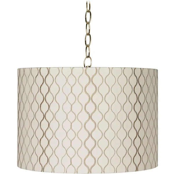 360 Lighting Embroidered Hourglass 16x22W Brass Shaded Pendant Light