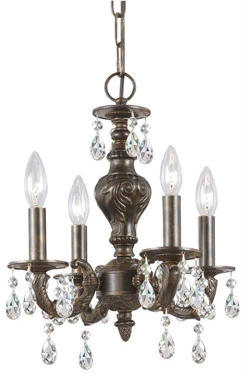 Crystorama 5024-VB-CL-SAQ Paris Market 4 Light Spectra Crystal Bronze Mini Chandelier