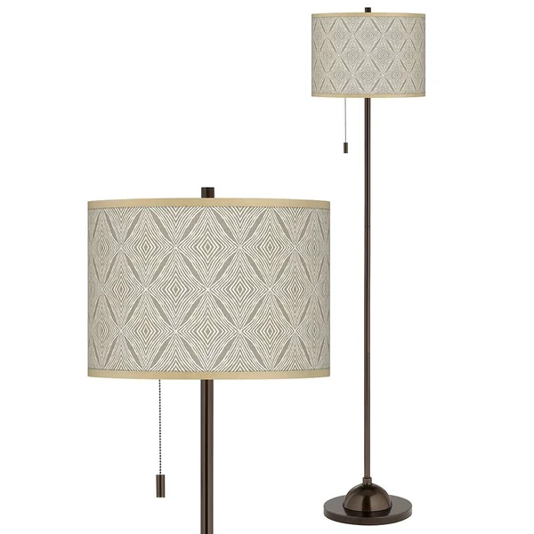 Moroccan Diamonds Giclee Glow Bronze Club Floor Lamp