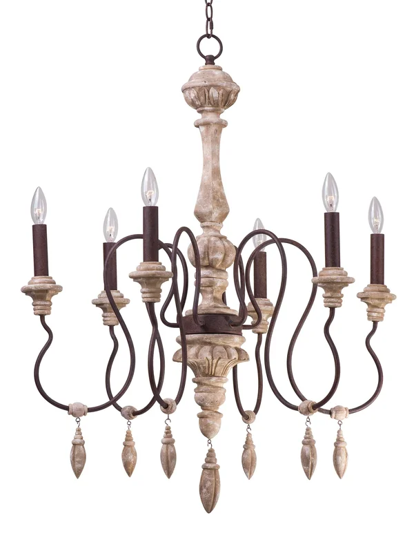 Maxim 39607SW Olde World 6-Light Chandelier - Senora Wood