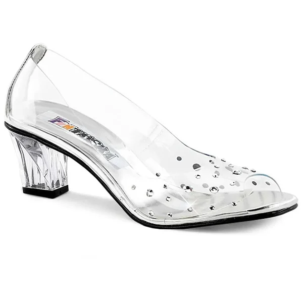 Funtasma Womens Clear Slip on Costume Shoes with Rhinestone - Clear 12