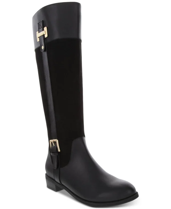 Karen Scott Deliee2 Wide-Calf Riding Boots - Created for Macy&s - Stone - Size 8.5W