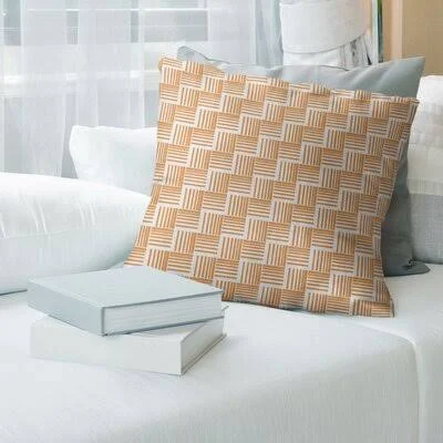 Classic Basketweave Stripes Throw Pillow Cover Brayden Studio Color: Light Orange, Size: 16x22 x 16