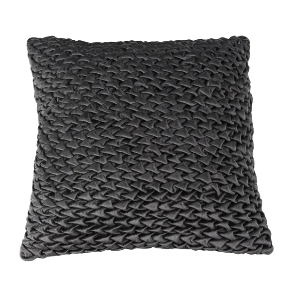 Decmode Modern Square Velvet Gray Pillow