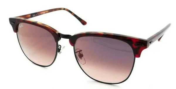 Ray Ban RB3016F Clubmaster Sunglasses - 12753B Transparent Red on Havana/Pink Gradient Violet