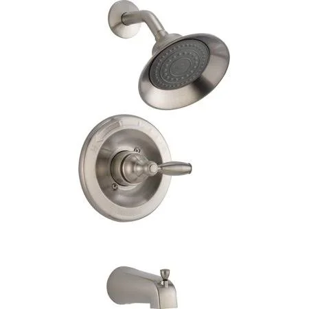 Peerless Claymore Single-Handle Tub and Shower Faucet Trim Kit with Single-Spray Shower Head, Brushed Nickel PTT188790-BN (Valve