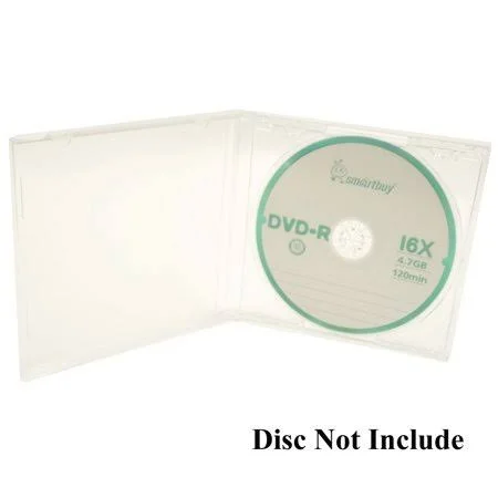 100 Pack SmartBuy Standard 10.4 mm Clear Jewel Case Single CD DVD Disc Storage with Assembled Clear Removable Tray - 142 x 124 x 10.4 mm