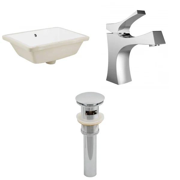 American Imaginations AI-12955 18.25 in. CUPC Rectangle Undermount Sink Set White & Chrome Hardware