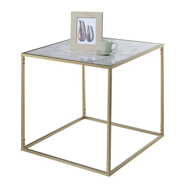 Silver Orchid Hasmik Square Faux Marble End Table