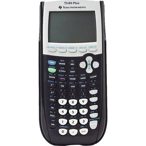 Texas Instruments Ti-84 Plus Programmable Graphing Calculator, 10-Digit LCD, Size: 3 3/8 x 7 1/2, Black