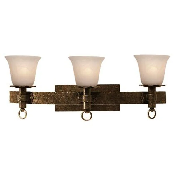 Americana 3 Light Bath in Antique Copper with Antique Linen Glass