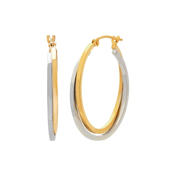 Intertwined Hoop Earrings in Two-Tone 14K Yellow & White Gold