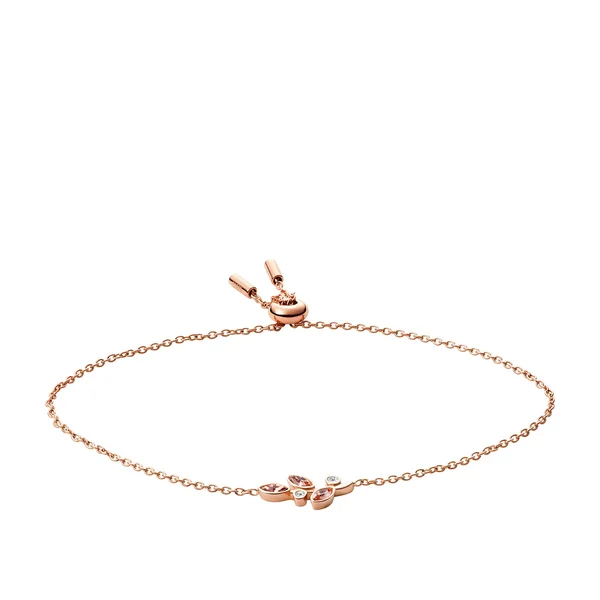 Fossil Women's Pink Blooms Vintage Rose Stainless Steel Chain Bracelet - Rose Gold