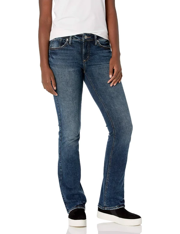 Silver Jeans Co. Women's Elyse Curvy Mid Rise Slim Fit Bootcut Jean
